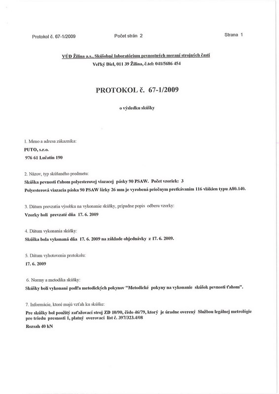 Protokol č. 67-1/2009 – 90 PSAW, strana 1